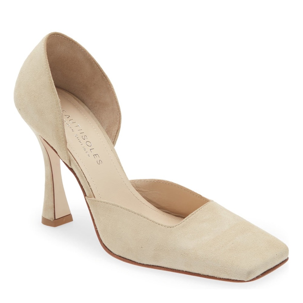 Beautiisoles beige suede square dorsey pump size 10